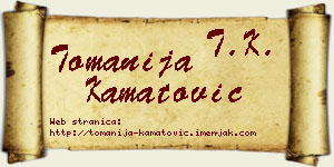 Tomanija Kamatović vizit kartica